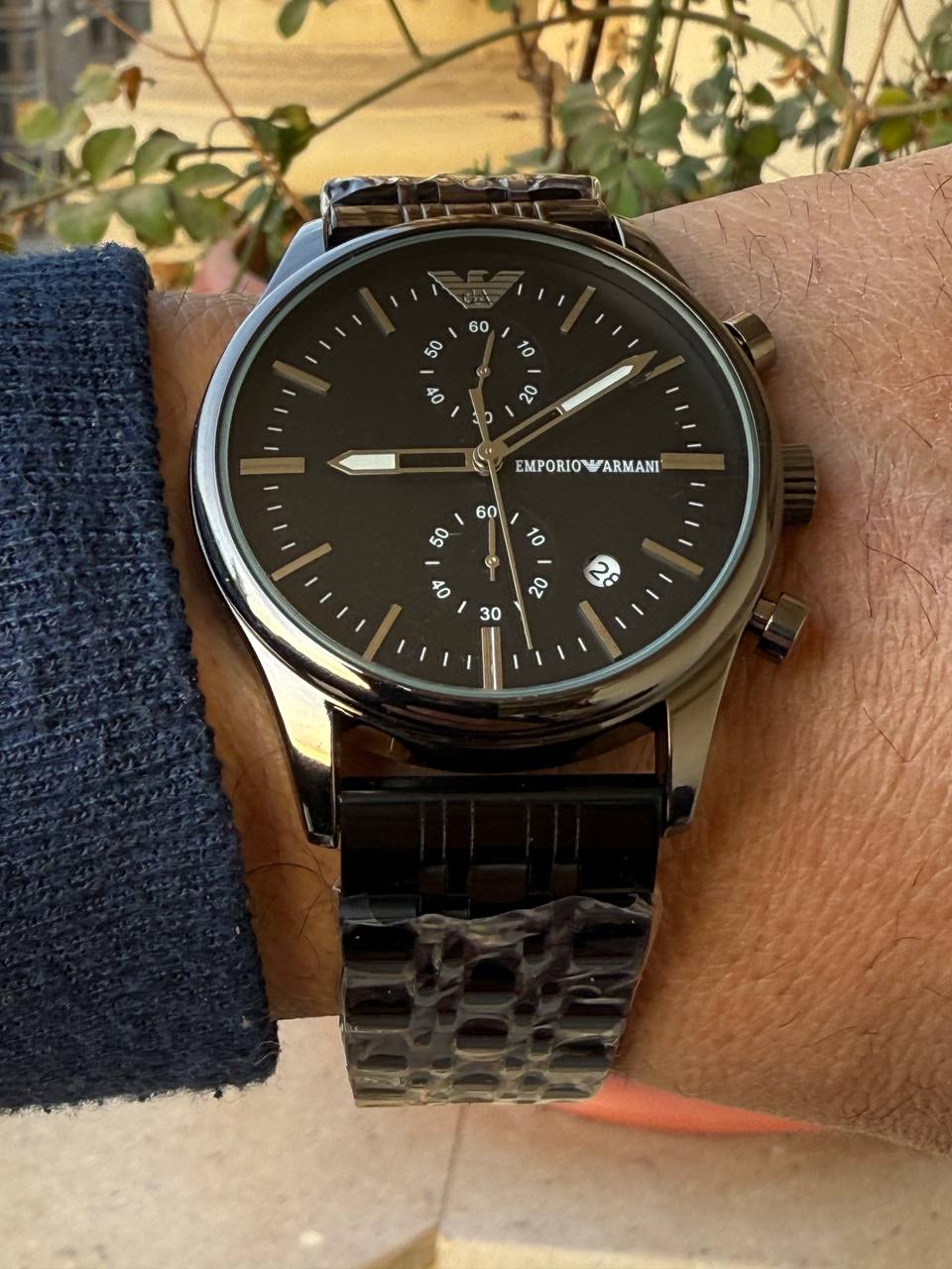 Emporio Armani Chronograph Watch 44mm – Stainless Steel Luxury Design | Mirror Original