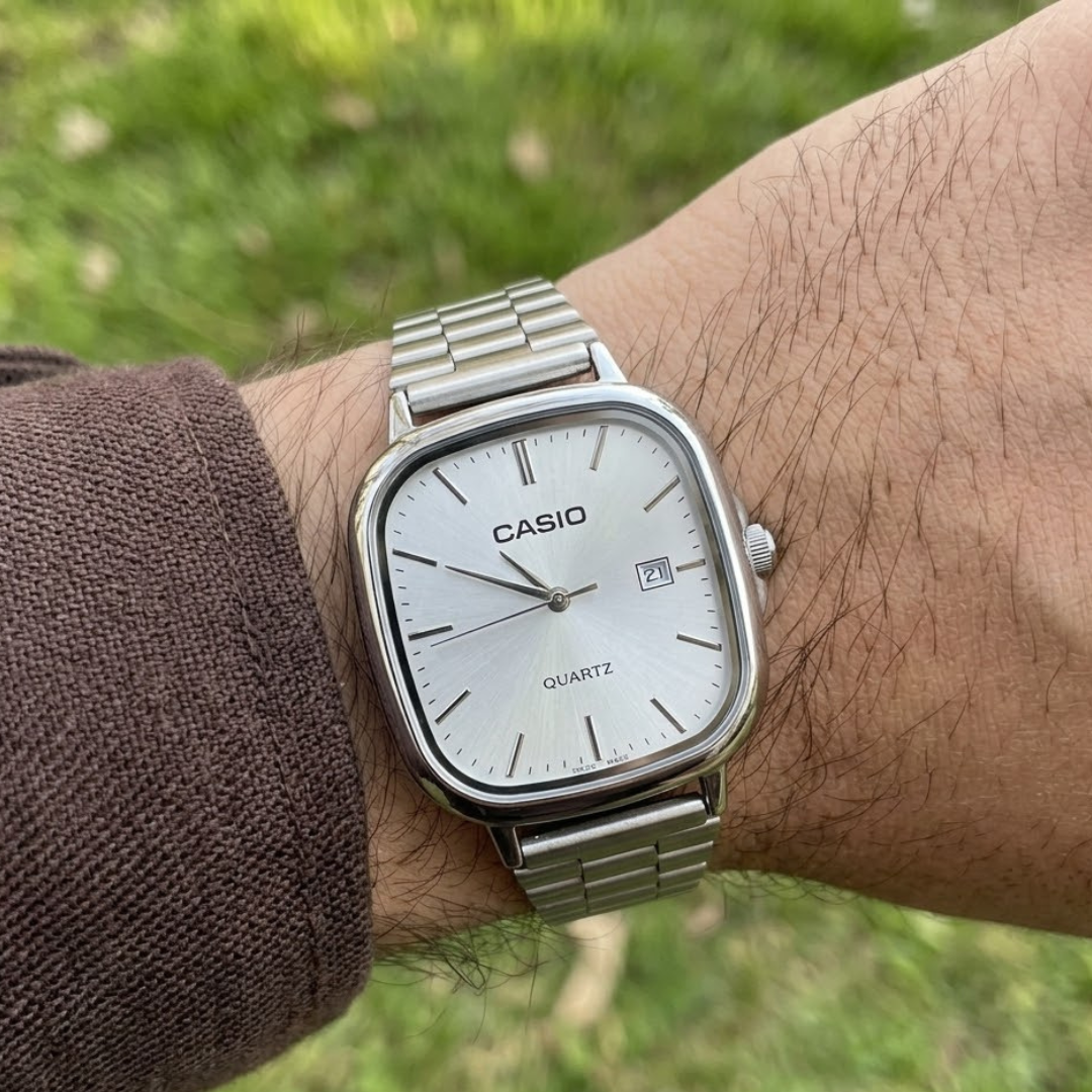 Casio Watch Analog Stainless Steel Silver High Quality