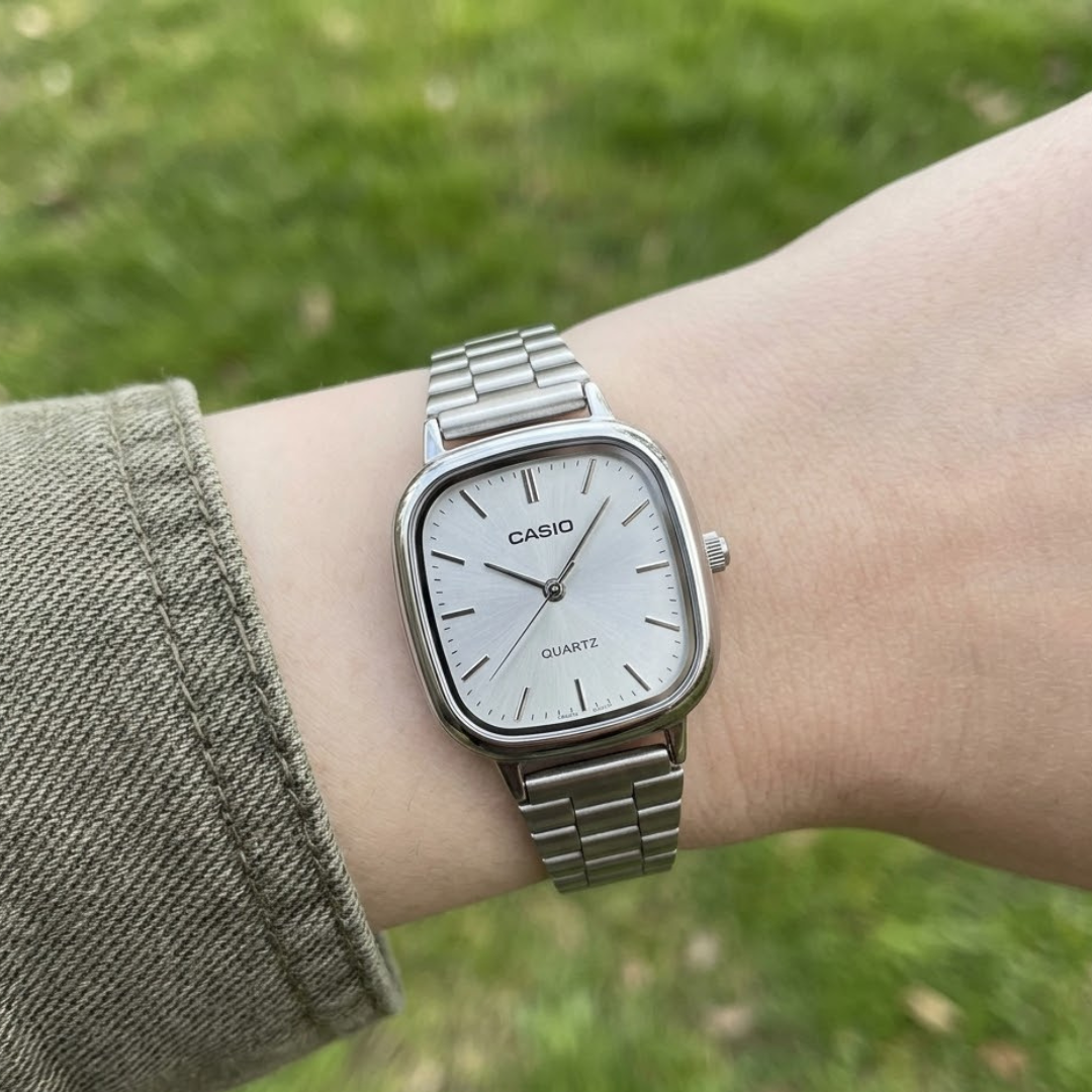 Casio Watch Analog Stainless Steel Silver High Quality