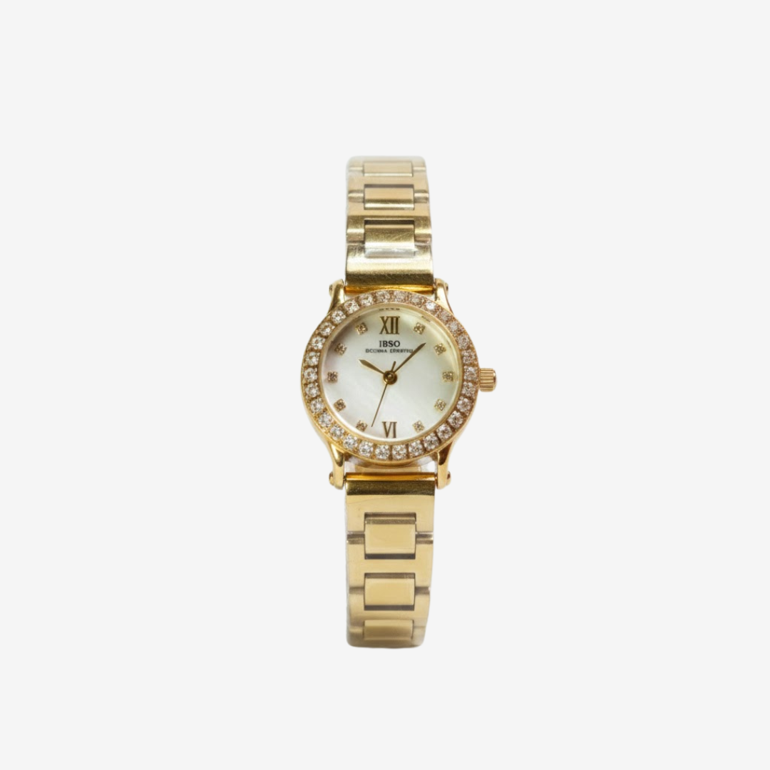 IBSO Women’s Watch Gold Crystal Accents Elegant Japanese Movement Original