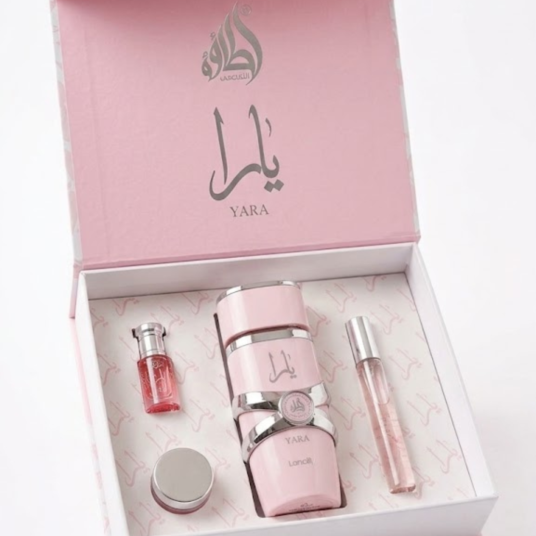 Yara Gift Set by Lattafa Perfumes – Luxury Perfume, Body Spray & Lotion Set for Women | Elegant Pink Collection