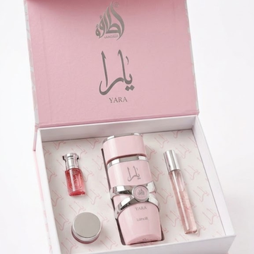 Yara Gift Set by Lattafa Perfumes – Luxury Perfume, Body Spray & Lotion Set for Women | Elegant Pink Collection