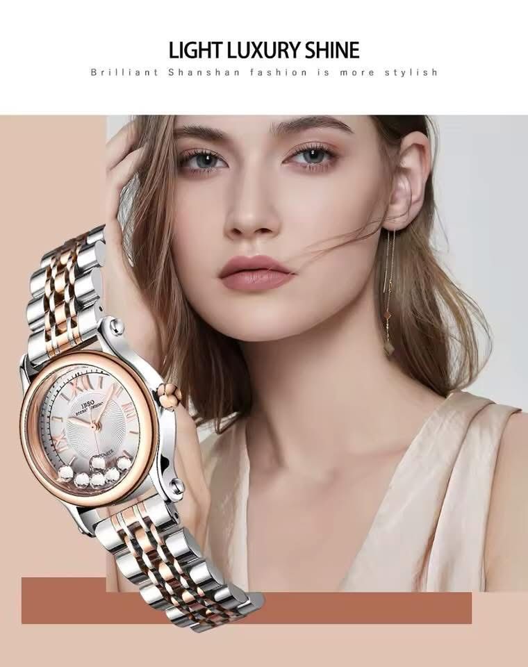 IBSO Original Women’s Watch – Silver & Rose Gold with Japanese Movement and Moving Crystal Dial