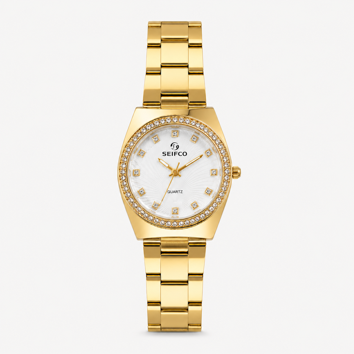 Seifco Women’s Watch – Gold Stainless Steel, Crystal Stones