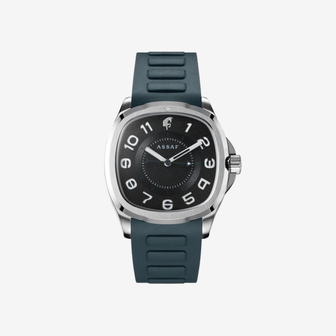 ASSAF Frankel Winner Men's Watch – Black Dial & Olive Green Silicone Strap