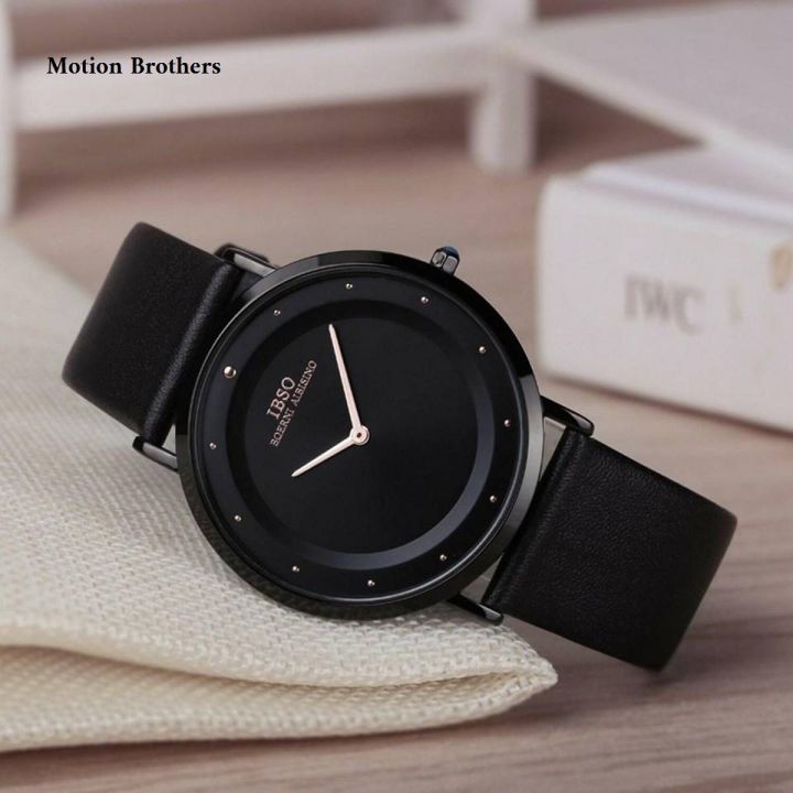 IBSO Women’s Watch – Genuine Leather Black Strap, Black Dial, Stainless Steel Back Model S8160L Japanese Movement - Original