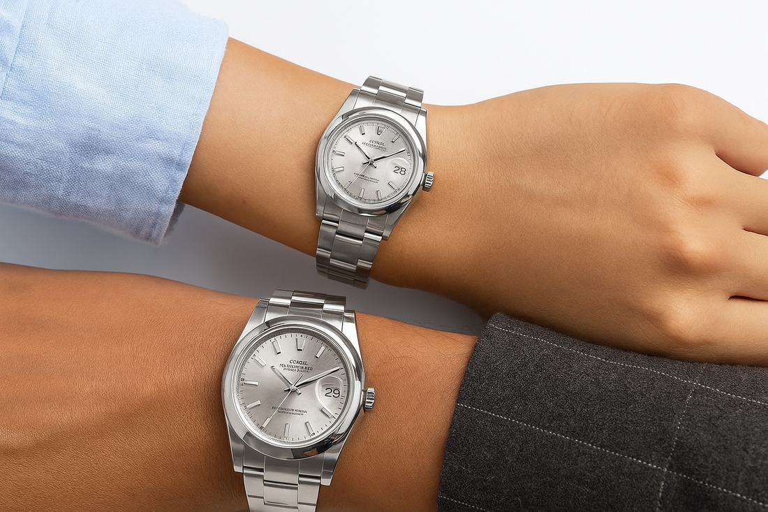 Rolex Oyster Perpetual women’s Watch 31mm + Rolex Oyster Perpetual Men’s Watch 41mm Quartz White Dial Stainless Steel Silver High Quality