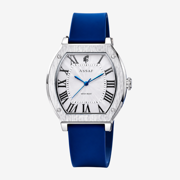 ASSAF Original Men's Watch – Silver Dial & Blue Silicone Strap