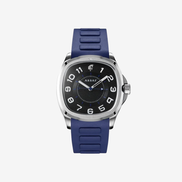 ASSAF Frankel Winner Men's Watch – Black Dial & Dark Blue Silicone Strap