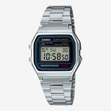CASIO Digital wristwatch with a stainless steel strap model A159W-N1DF - Size 33 mm - Silver color