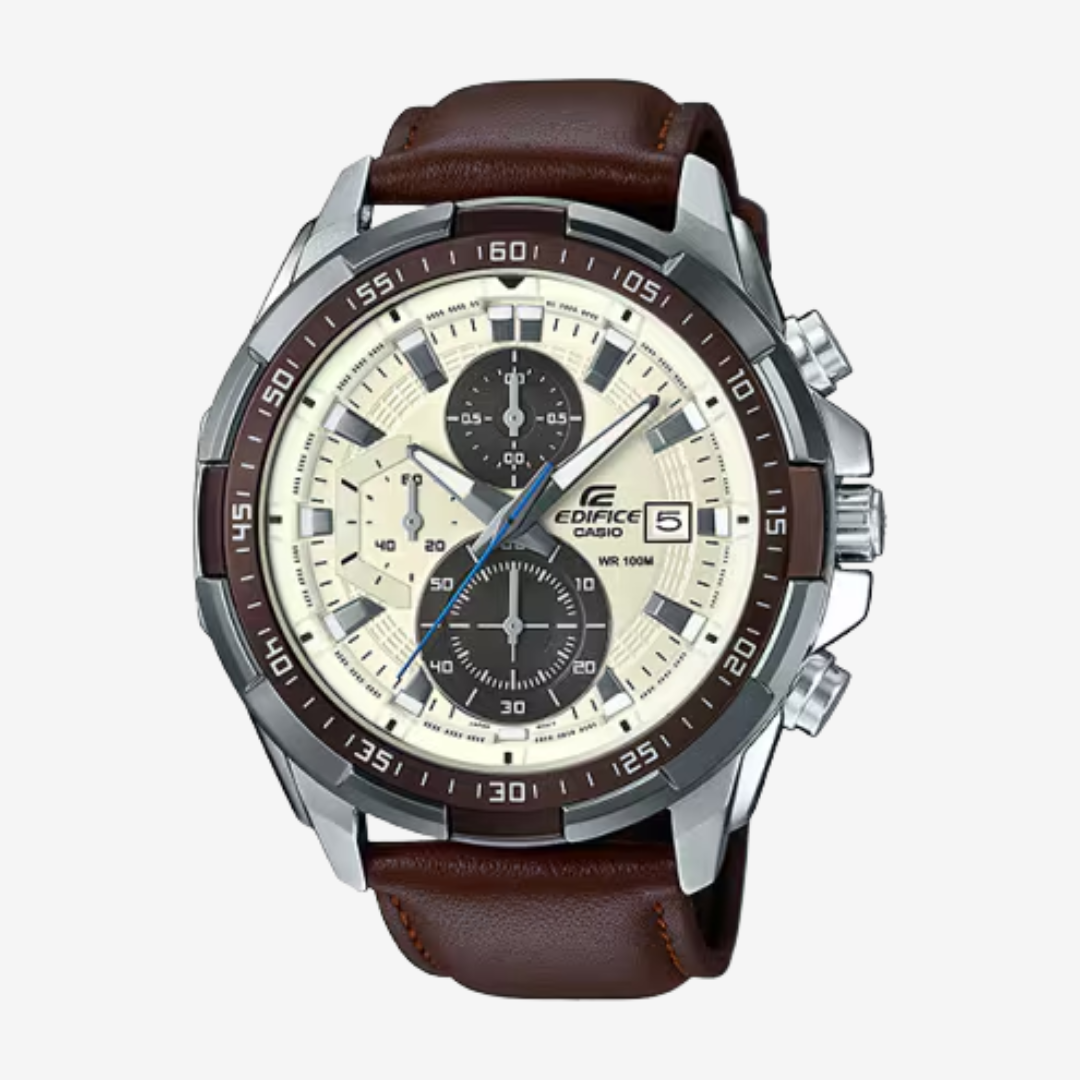 Casio Edifice Men's Leather Watch EFR-539L-7BV - Mirror Edition