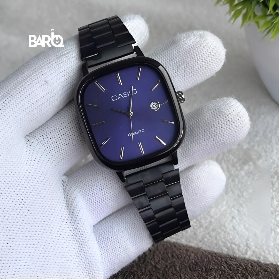 Casio LTP-E117D Unisex Watch Purple Dial Black Stainless Steel Strap High Quality