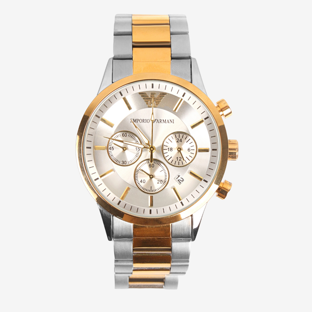 Emporio Armani Men’s Watch 44mm Silver Gold Mirror Edition