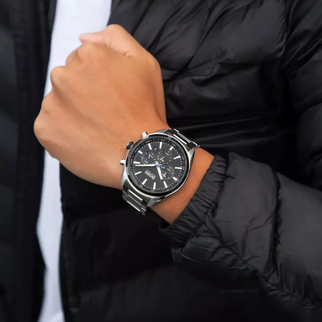 Hugo Boss Men's Distinct Chronograph Watch, 1513857 44mm Stainless Steel Strap Original