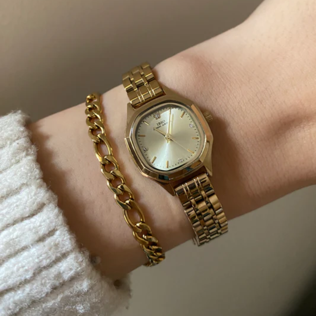 IBSO Original Women's Octagonal Watch – Japanese Movement, Gold Stainless Steel Elegant Design