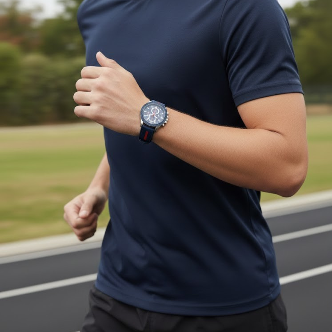 Tommy Hilfiger Men’s Chronograph Watch –  44mm Navy Blue Case, Navy Blue Rubber Strap Mirror Original