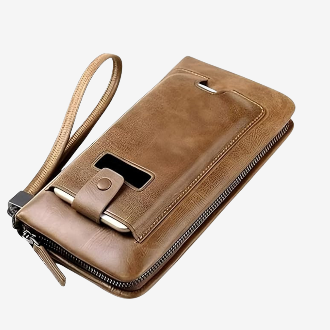 Kangaroo Men’s Hand Clutch Wallet – Mobile Leather Pouch 22×12 cm