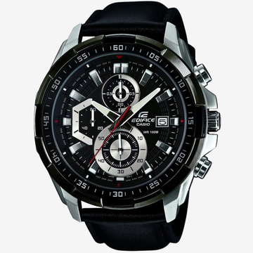 Casio Men's Super Clone Watch EFR-539L-1AVUDF – Black Dial with Black Leather Strap