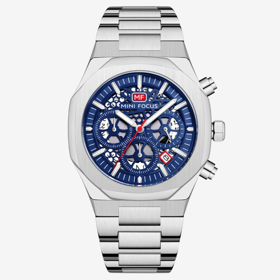 Mini Focus MF0411G Men’s Watch Stainless Steel Strap Blue Dial Quartz Original