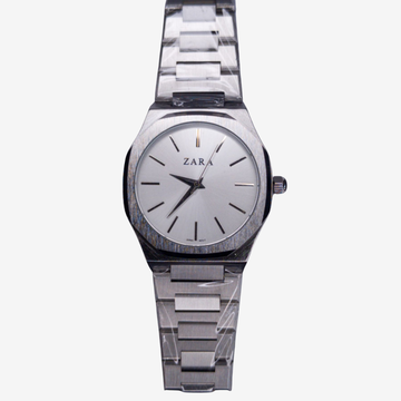 Zara Men's Japanese Quartz Movement White Dial & Silver Stainless Steel Strap – Original