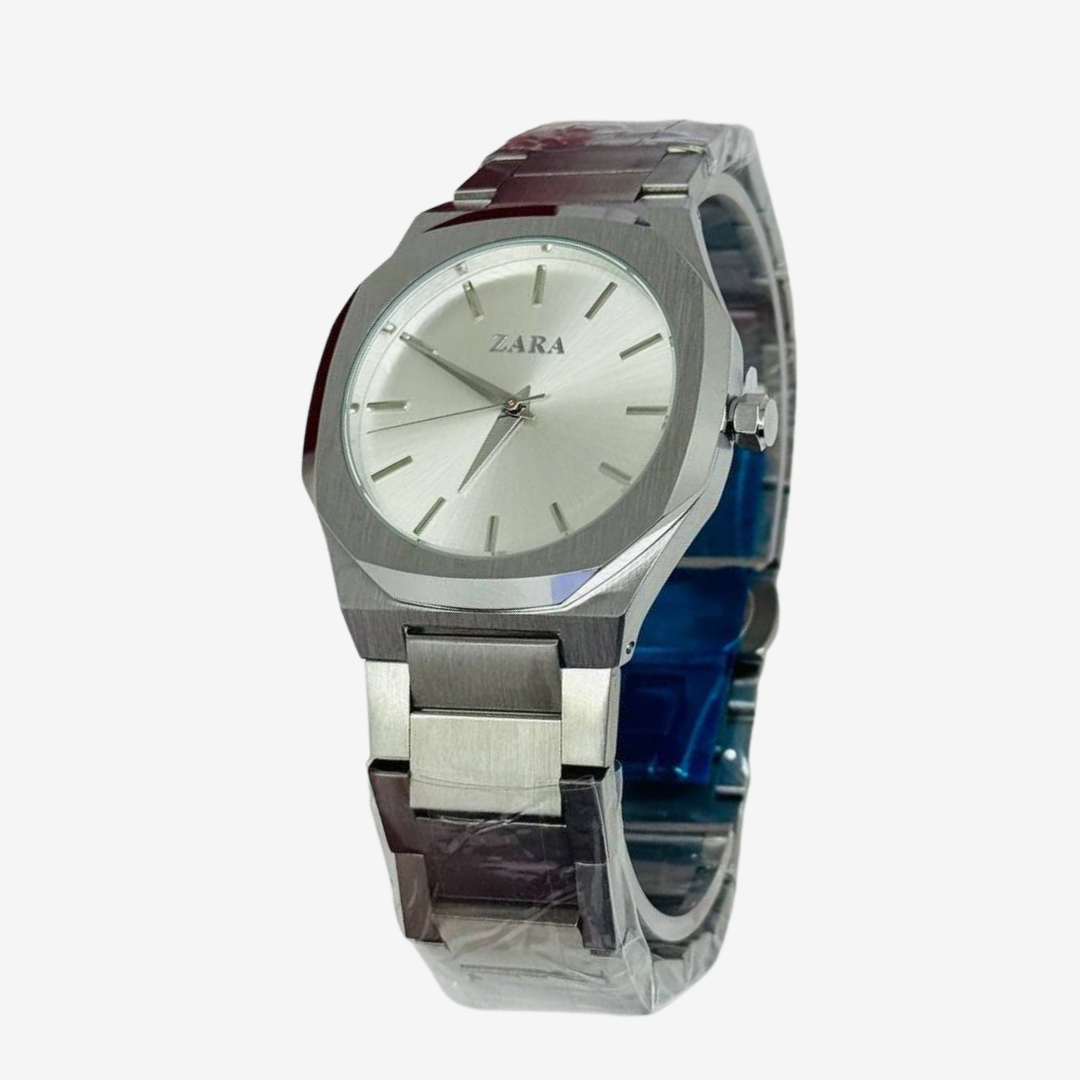 Zara Men's Japanese Quartz Movement White Dial & Silver Stainless Steel Strap – Original