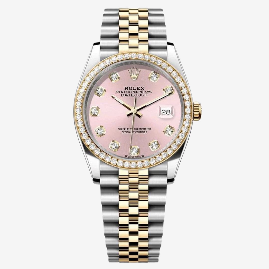 Rolex Datejust Women’s Watch – Two Tone Stainless Steel with Pink Dial & Crystal Bezel High Quality