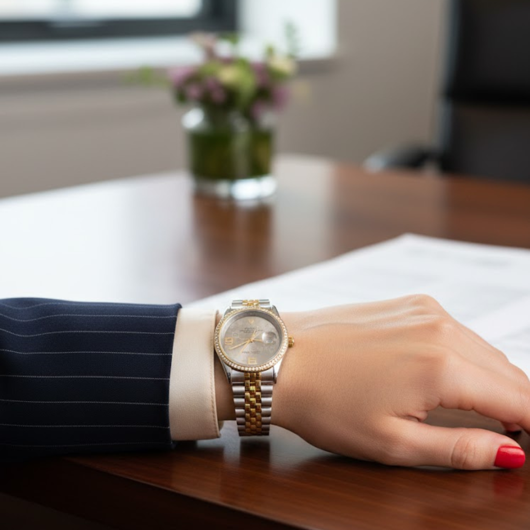 Rolex Datejust Women’s Watch 33mm Light Grey Floral Dial Two-Tone Silver & Gold – High Quality
