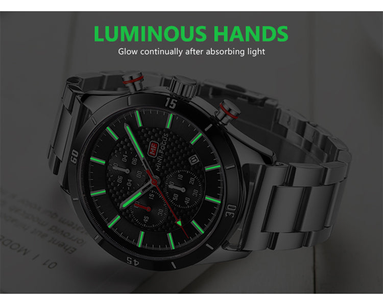 Mini Focus MF0283G Men’s Chronograph Watch – 43mm Stainless Steel Timepiece - Original