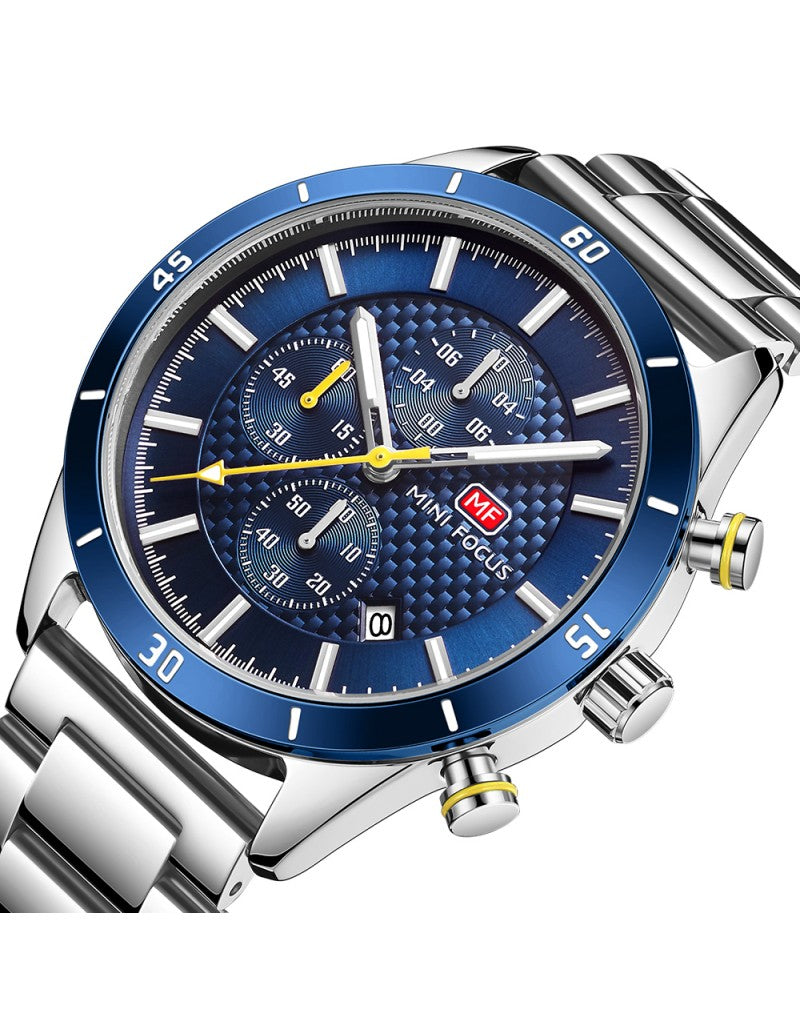 Mini Focus MF0283G Men’s Chronograph Watch – 43mm Stainless Steel Timepiece - Original