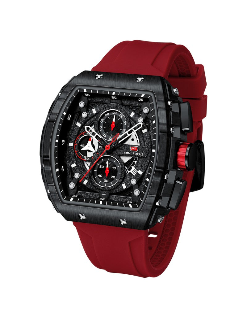 Mini Focus MF0399G Men's Original Watch – Black Dial with Gold Bezel and Rubber Strap