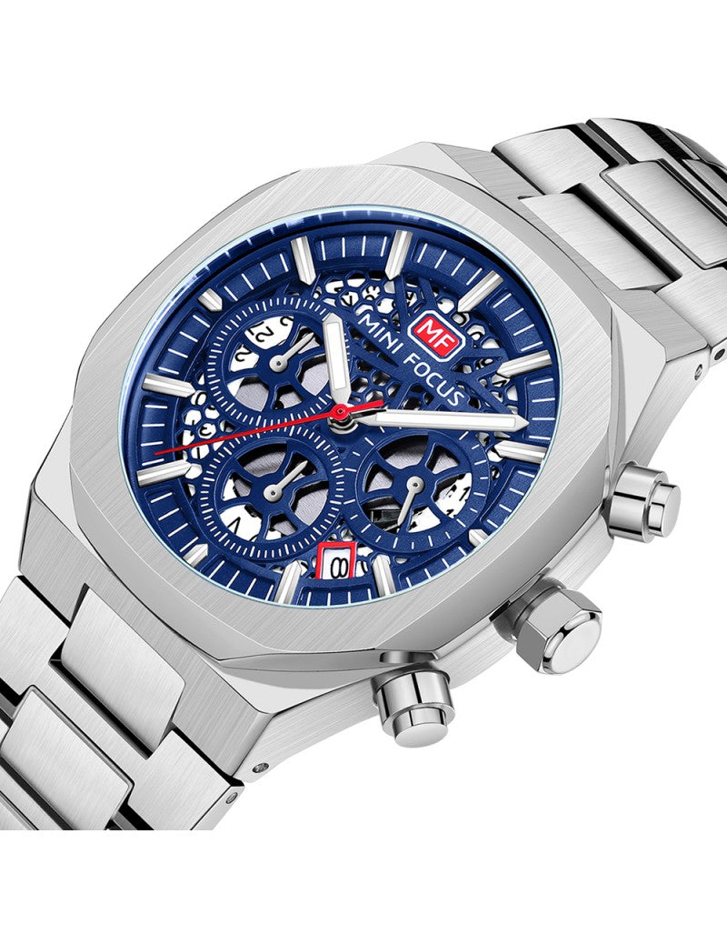 Mini Focus MF0411G Men’s Watch Stainless Steel Strap Blue Dial Quartz Original