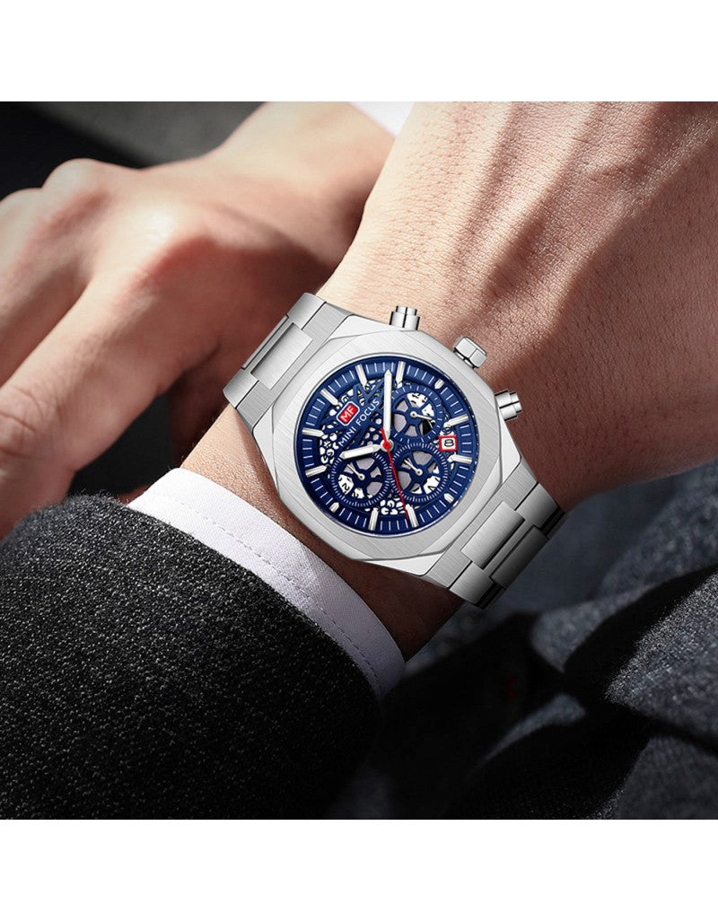 Mini Focus MF0411G Men’s Watch Stainless Steel Strap Blue Dial Quartz Original