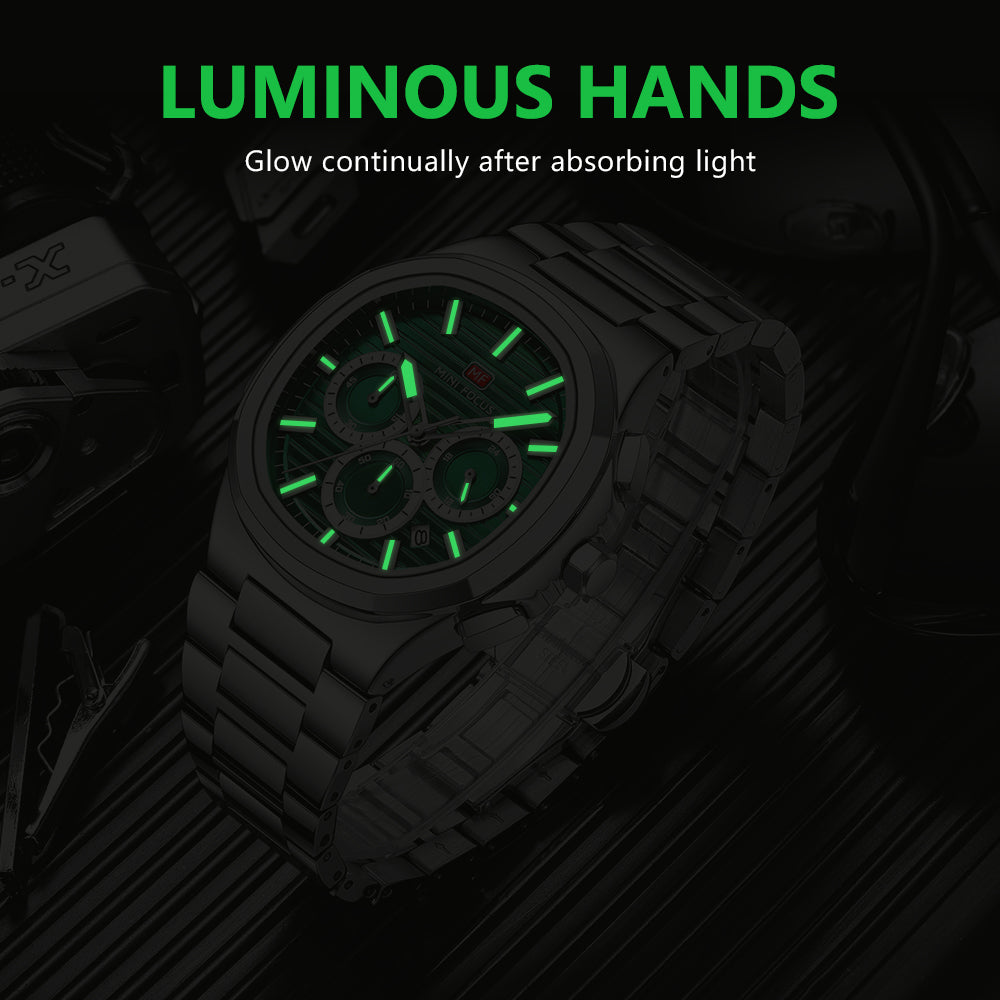 Mini Focus MF0610G Men’s Quartz Watch Stainless Steel 45mm Luminous Hands Original