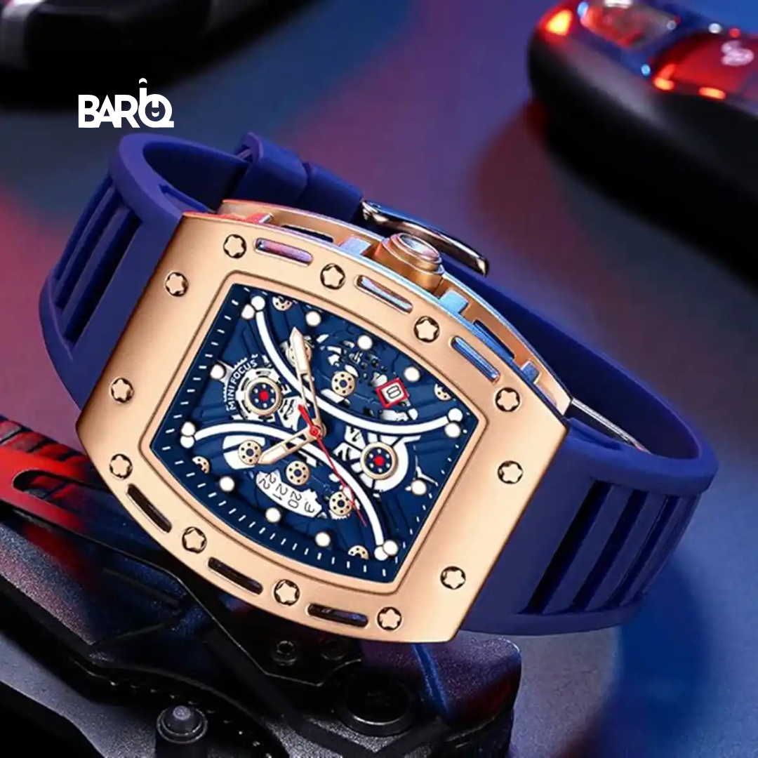 Mini Focus Men’s Watch MF0420G 46mm Chronograph Blue Rubber Strap Sporty Original