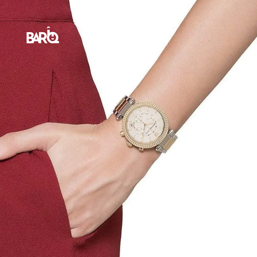Mini Focus Women’s Watch MF0497L Silver Gold Double Crystal Bezel Original