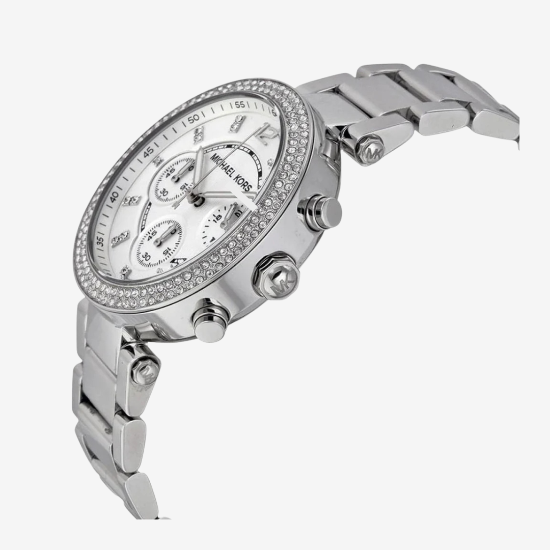 Mini Focus Women’s Watch MF0497L 39mm Silver Stainless Steel Chronograph Date Display Original
