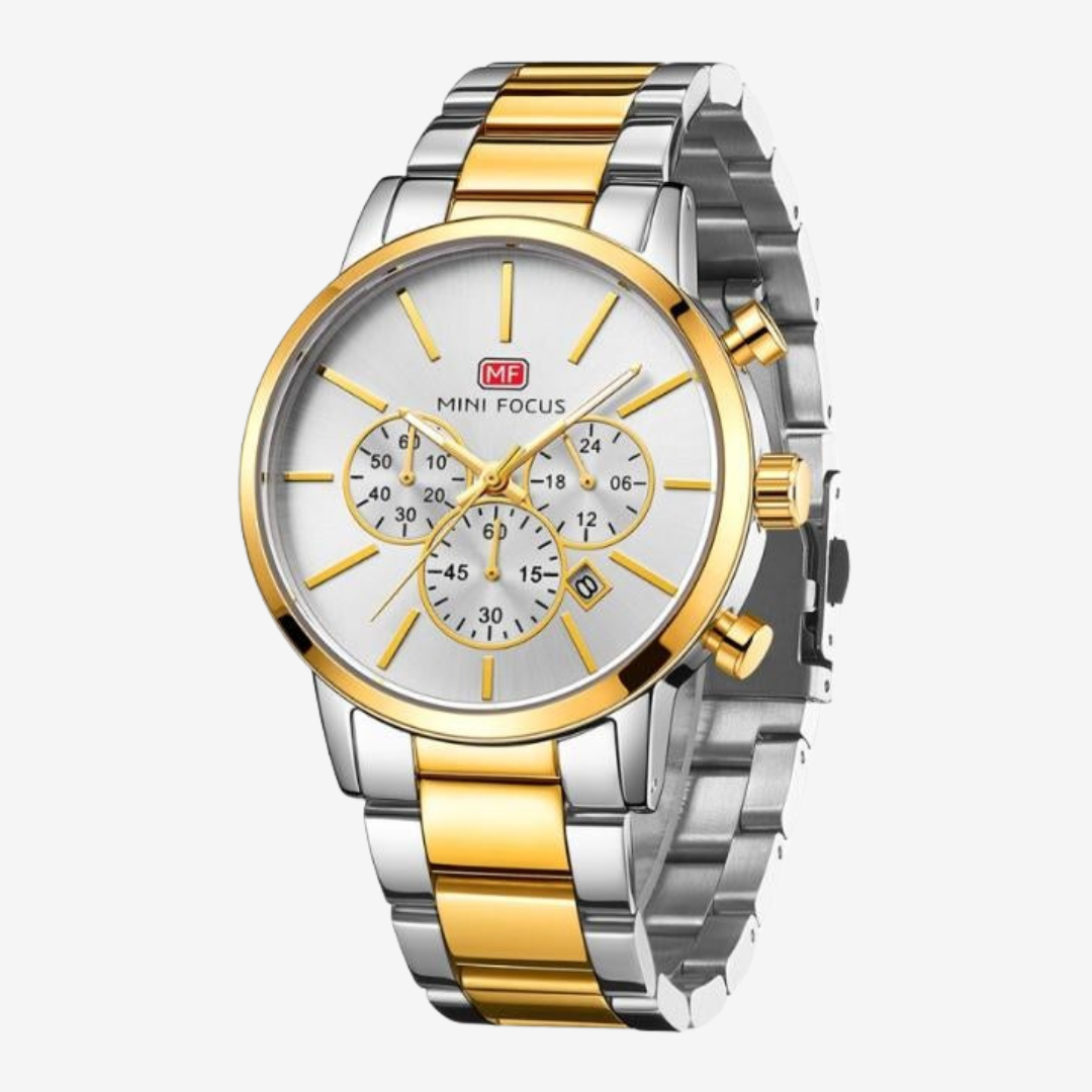 Mini Focus Watch 0294G. 44 White Dial Silver Gold Stainless Steel Original
