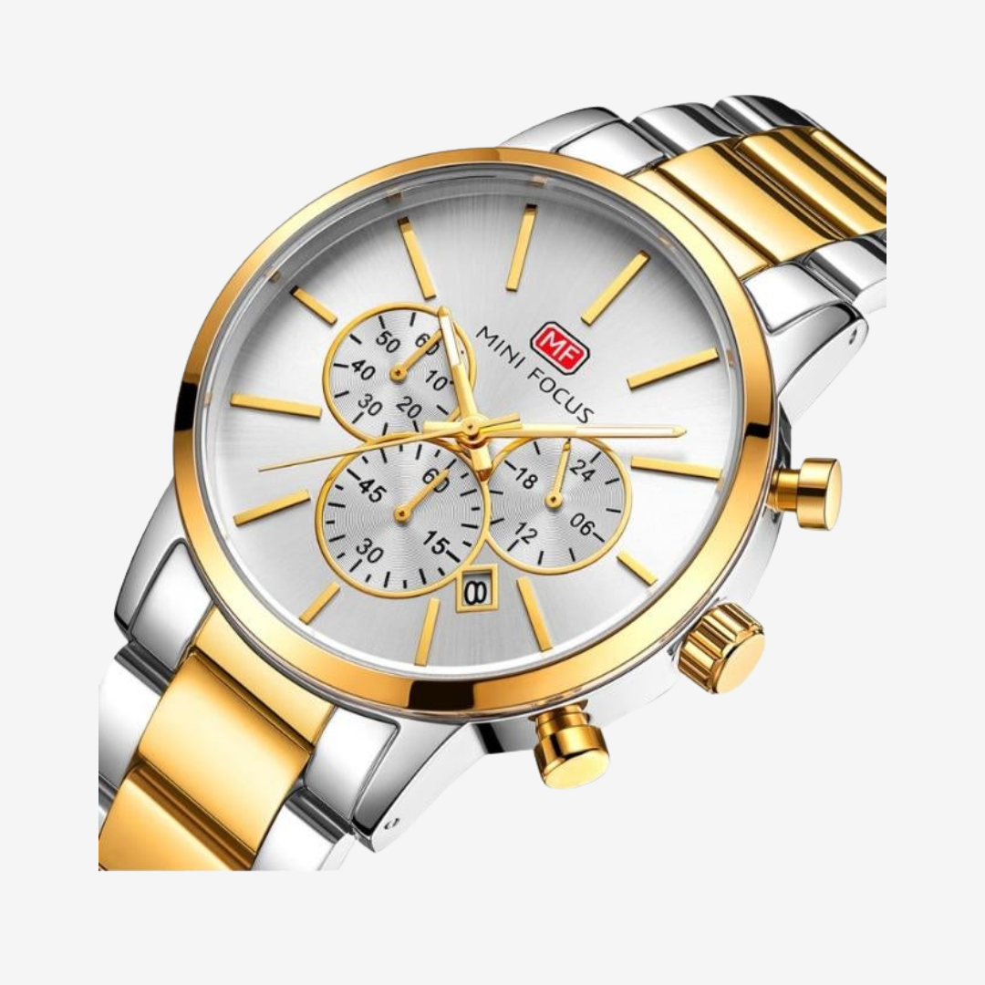 Mini Focus Watch 0294G. 44 White Dial Silver Gold Stainless Steel Original