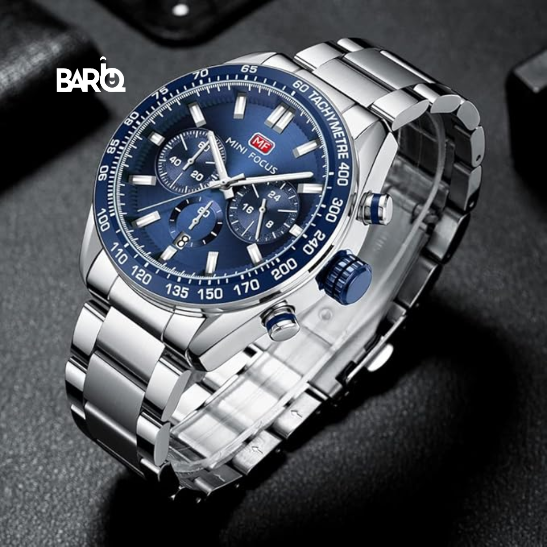 Mini Focus Watch 0403G. 44 Blue Dial Silver Stainless Steel Original