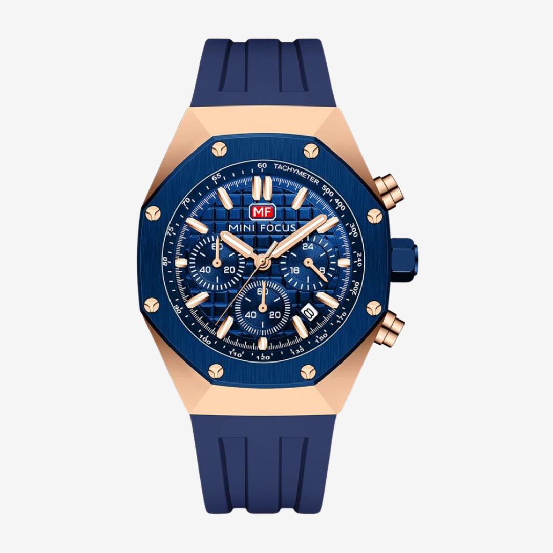 Mini Focus Men’s Watch MF0417G.04 45mm Chronograph Blue Leather Strap Original
