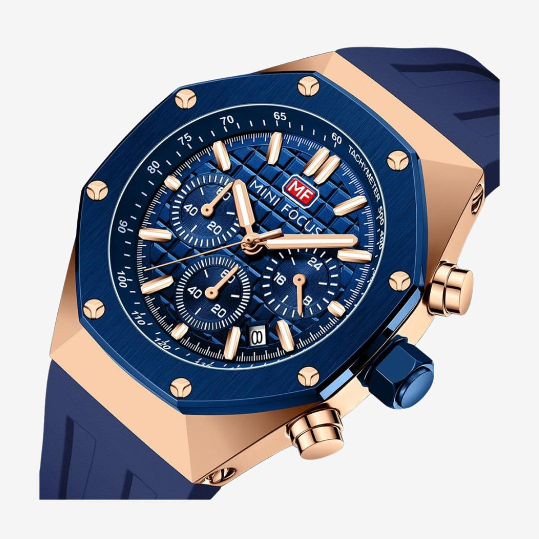 Mini Focus Men’s Watch MF0417G.04 45mm Chronograph Blue Leather Strap Original