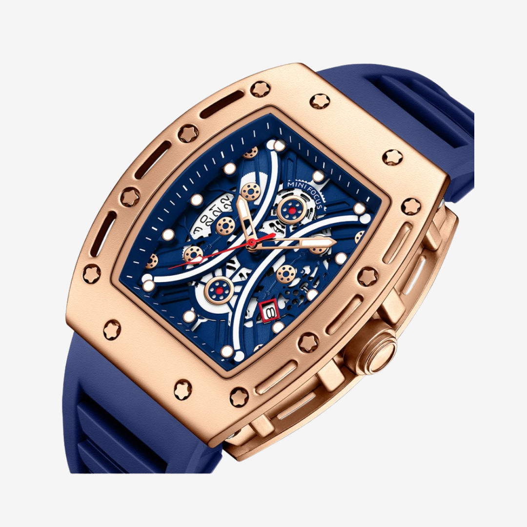 Mini Focus Men’s Watch MF0420G 46mm Chronograph Blue Rubber Strap Sporty Original