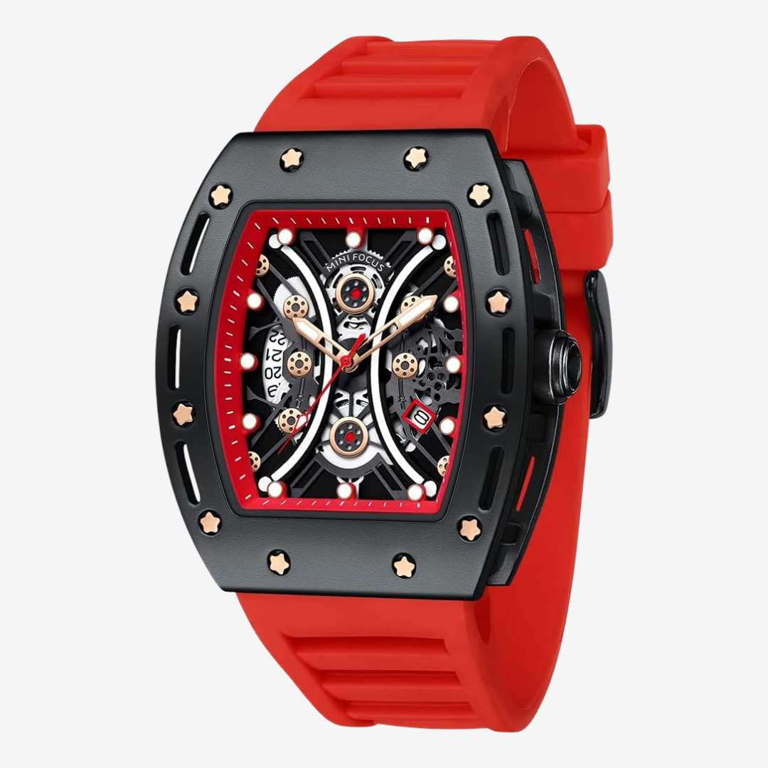 Mini Focus MF0420G Casual Analog Watch for Men - Red Rubber Strap Original
