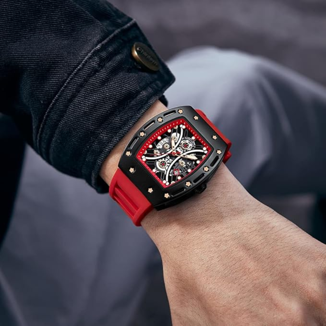 Mini Focus MF0420G Casual Analog Watch for Men - Red Rubber Strap Original