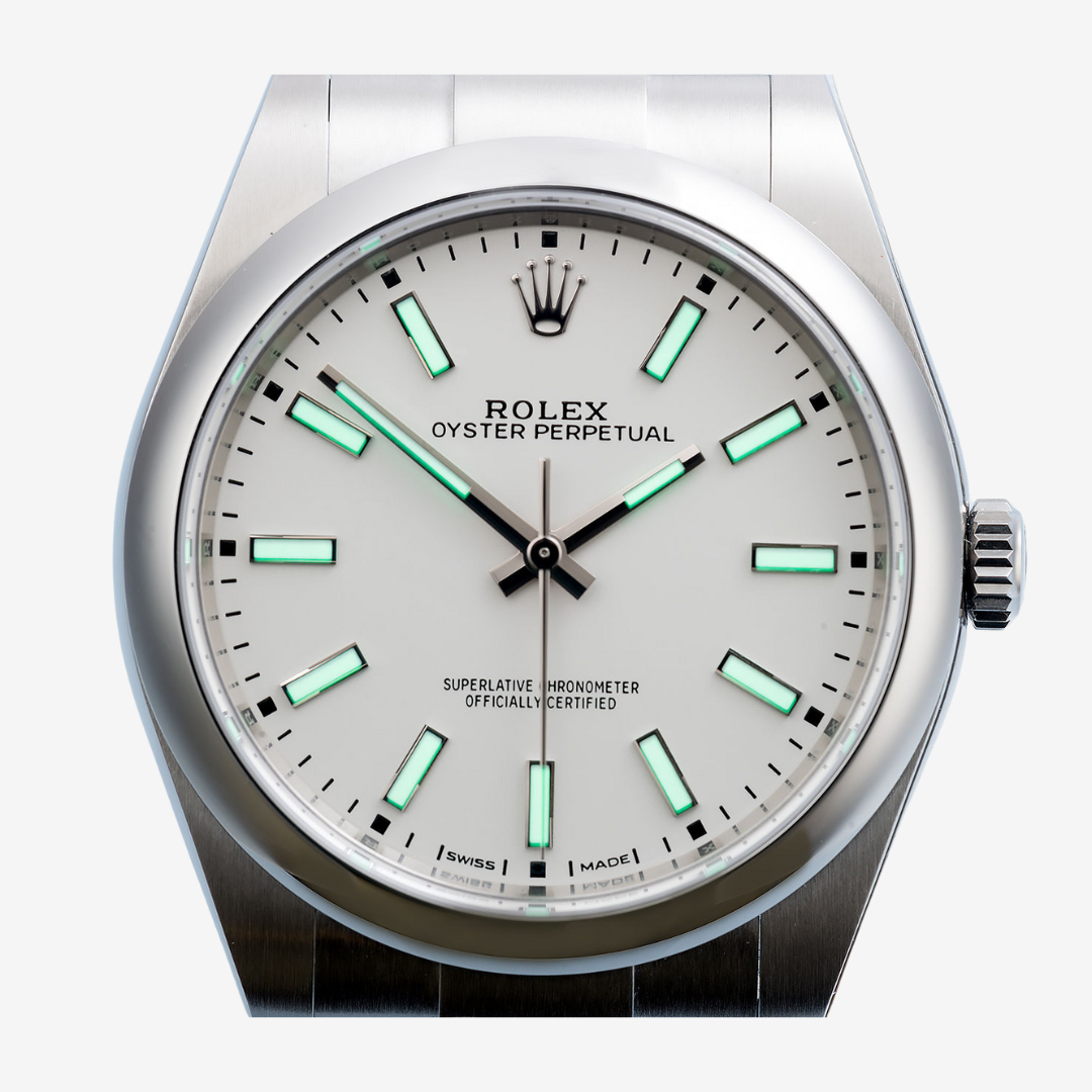 Rolex Oyster Perpetual Men’s Watch 41mm Quartz White Dial Stainless Steel Silver High Quality