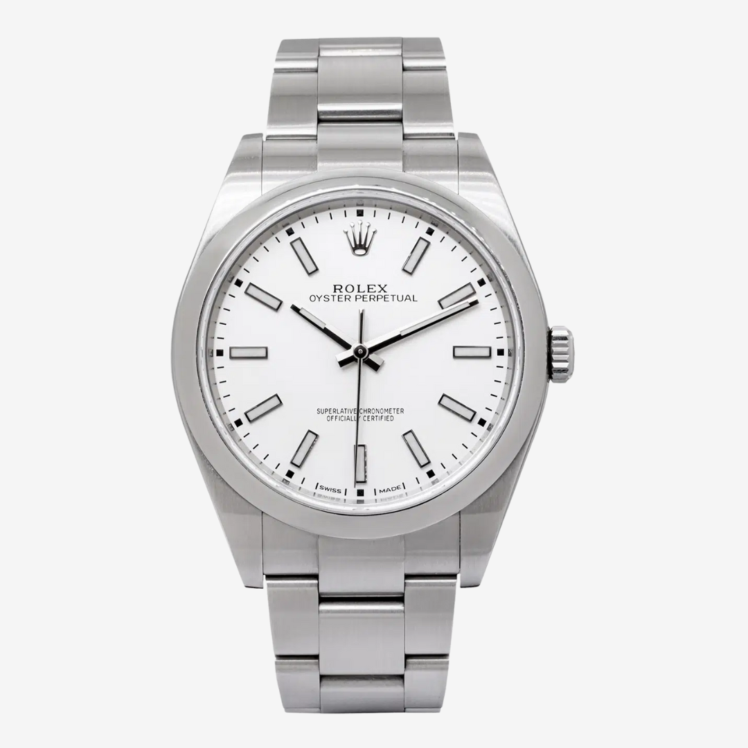 Rolex Oyster Perpetual Men’s Watch 41mm Quartz White Dial Stainless Steel Silver High Quality