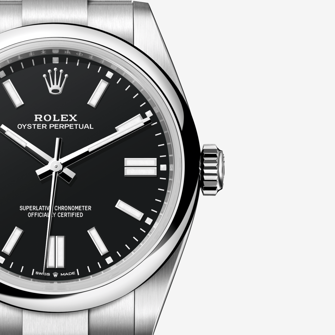 Rolex Oyster Perpetual Men’s Watch 41mm Quartz Black Dial Stainless Steel Silver High Quality