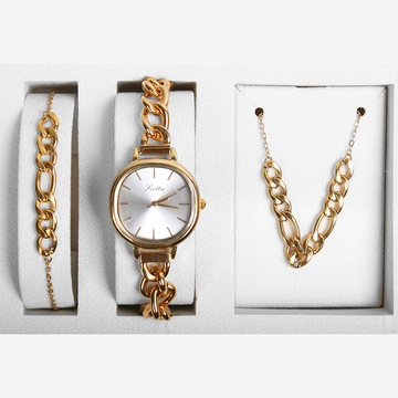 Scottie Women’s Set Golden Watch Necklace Bracelet Stylish Original
