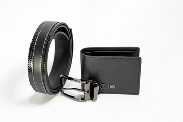 Tommy Mercedes Belt and Wallet Set Black