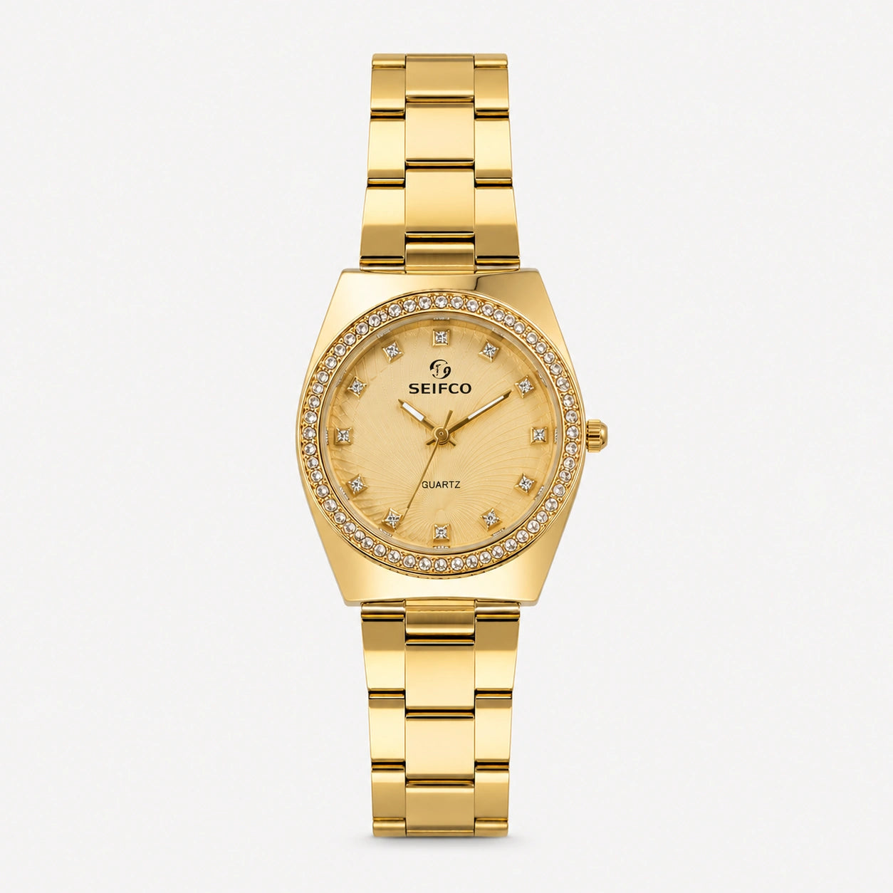 Seifco Women’s Watch – Gold Stainless Steel, Crystal Stones